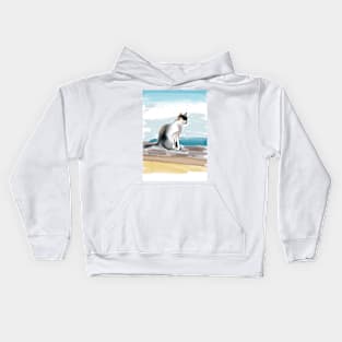 Cat at the sea Kids Hoodie